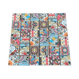 2x2 Square Marble Mosaic Painted with Inject Colorful Maiolica Mexican Style Mesh-Backed Tile for Wall and Floor, Backsplash, Kitchen, Bathroom, Accent Wall, Fireplace Surround by Tenedos (1)