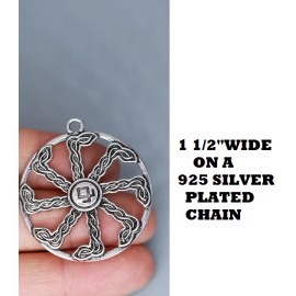 Fashion Jewelry Rare CELTIC SHEILD VIKING SUN WHEEL Pendant 925 Sterling Silver 20" chain Men