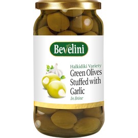 Bevelini Green Olives Stuffed with Garlic, 365 g