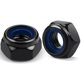 20 x Nyloc Steel Nuts, Jeboler 6 mm Self Locking Nuts, Black Hex Lock Nuts, M6 with Nylon Inserts, Hexagon Nut for Washers Bolts & Screws (M5)