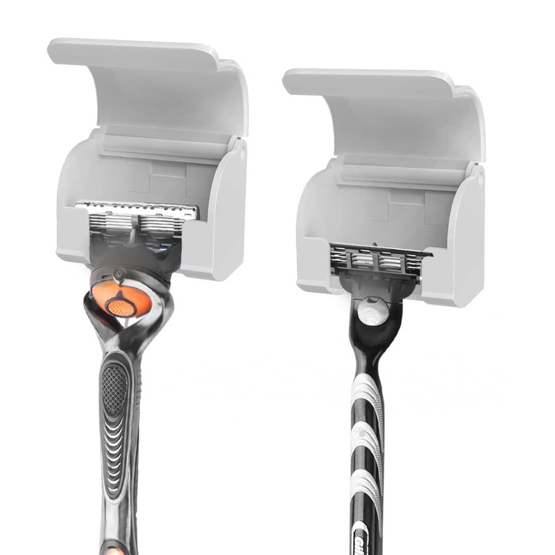LUEXBOX 2 Pack Plastic Razor Holders With Cover for Shower,