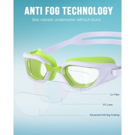 Zeligerstar Swimming Goggles, Goggles Swimming Adult with 3 Sizes Nose Bridges, Anti-Fog UV Protection No Leaking Adjustable Swim Goggles for Men Women Junior