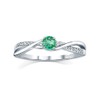 SILVEGO Women's 925 Sterling Silver Ring with Genuine Green Emerald