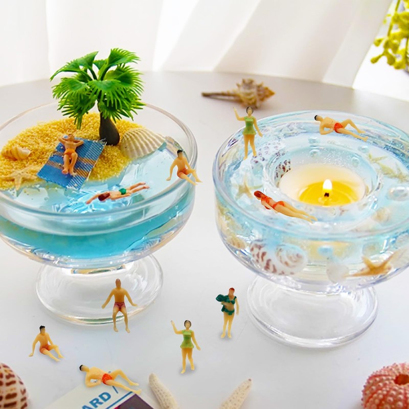 Hiawbon 30 pcs 1:75 Scale Mini Painted People Model Beach