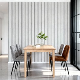 DULEIXUFHEE PVC Slat 3D Wall Panel Peel and Stick, Bright Gray, 15.7"x118"