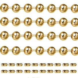 Brass 120"Extra Long Rust Proof Ceiling Fan Pull Chain 3MM Beaded Ball Light Pulls Extension Ornament Chains with 20 Connectors