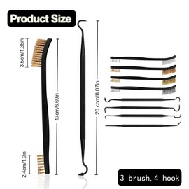 7-teiliges Mini-Drahtbürste & Pick-Kit,Pistolenreinigungsbürsten,Doppelseitige Messing-Kupfer-Nylon-Stahlbürste und Ploymer-Metall-Picks zum Reinigen von Schwei schlacke und Rost Reiben der Schmutz