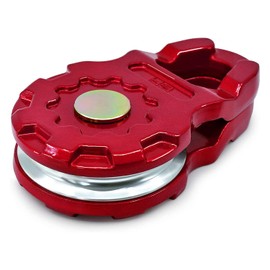 GearAmerica Ultra Snatch Block Pulley Black, 20T Mbs, Aluminum Winch Pulley for Synthetic Rope & Soft Shackles, Snatch Rigging Block for Off-Road Use - 20 Ton, Red