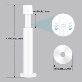 KOLAKO Door Stoppers, 10 Pack Door Stop, 4.4 Inch Door Stopper for Wall, White Long Doorstop with Soft Rubber Bumper Baseboard Door Stops for Bottom of Door