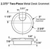 Electriduct 2-3/8" Metal Desk Grommet Two-Piece Design (Brushed Brass) |