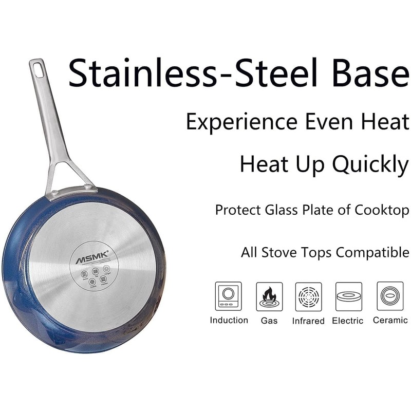 MsMk Non stick frying pan set with lid Blue, 12-inch