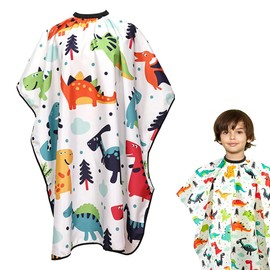VONJUMA Children's Hairdressing Cape Professional Children's Hair Cutting Cape Hairdressing Cape Adjustable Hairdressing Cape for Children Adults Hairdressing Salon Accessories White Dinosaur