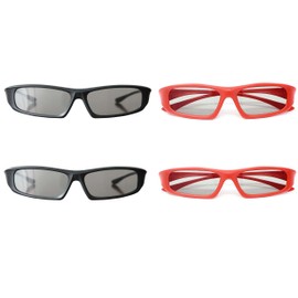 Ultra 2 Pairs of Black and 2 Red Adults Passive 3D Glasses for TV Men Women Polarized Wraparound For Use with RealD Movies Cinemas TVs and Projectors 3D Cinema Glasses Movie Glasses 3D Glasses Cinema