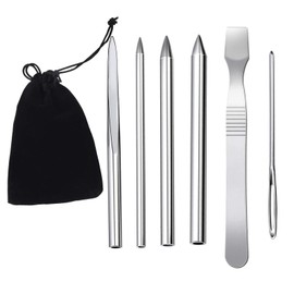 WUDQIJI Stainless Steel Paracord Needle 6-Piece Paracord Lace Stitch Needle Paracord FID Needle Paracord FID Lacing Pins Paracord Lacing Needles with FID Set Fabric Bag for Crafts and Sewing