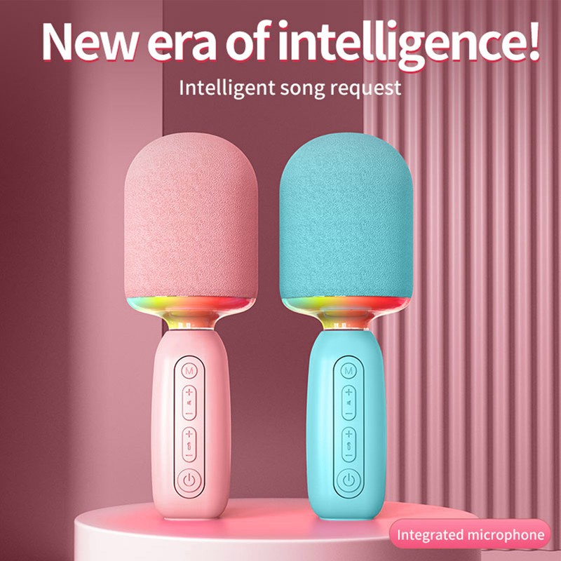 Handheld Karaoke Mic with RGB Light Support Memory Card Portable