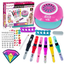 Kids Nail Polish Set for Girls,Kids Nail Art Kit for Girls Ages 7-12 Years Old Nail Polish for Kids Cool Girly Gifts with Nail Polish,Pen,Nail Dryer,Stickers,Glitter,Makeup Gift for Birthday