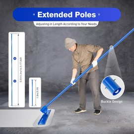 Concrete Bull Float Tool Kit 48x12 Inch Aluminum Alloy Concrete Pavement Leveling Push and Pull Large Trowel with Connection Head 3 Extendable Aluminum Alloy Poles and Tilt Bracket
