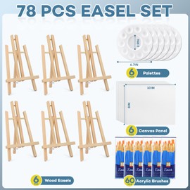 ESRICH 78PCS Canvas with Easel Set,Professional Paint Party Kits for Adults with 11.8“ Easels,Paint Night Kit for Adults,Painting Supplies Kit for Artists and Beginners to Painting Party
