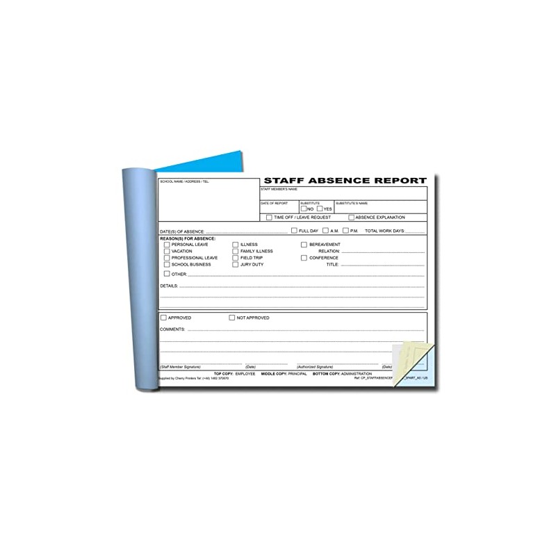 Cherry Staff Absence Report for Schools 3pt (5.8 inches x