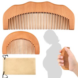 GZkushi Geburtskamm für Frauen Wehenkamm aus Holz Geburtsgeschenke, Geburtshilfen für Schwangere Massagekämme mit Kordelzugbeutel Großer Kamm 13 * 5,2 cm/Kleiner Kamm 8 * 5,2 cm