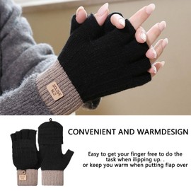 MXHBSTP 2 Pairs Fingerless Gloves, Fingerless Gloves For Women Winter Gloves Women Fingerless Gloves Winter Half Women Accessories Thickened Warm Knit Touchscreen Stretchy for Running Driving Cycling