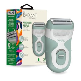 Be Radiant by Wahl, afeitado suave, una afeitadora eléctrica para mujer, cabezal de afeitadora de doble lámina con barra de corte de pelo largo, funciona con pilas para piernas y axilas lisas, modelo