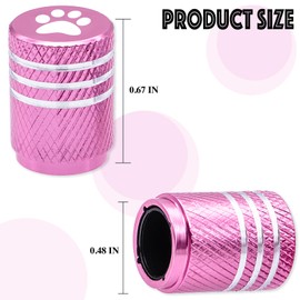 MEAJOO 5PCS Cat Dog Paw Tire Valve Stem Caps, Aluminum Air Caps Cover, with Plastic Liner Corrosion Resistant Leak-Proof, Universal for Cars, SUVs, Bikes, Trucks and Motorcycles (Pink)
