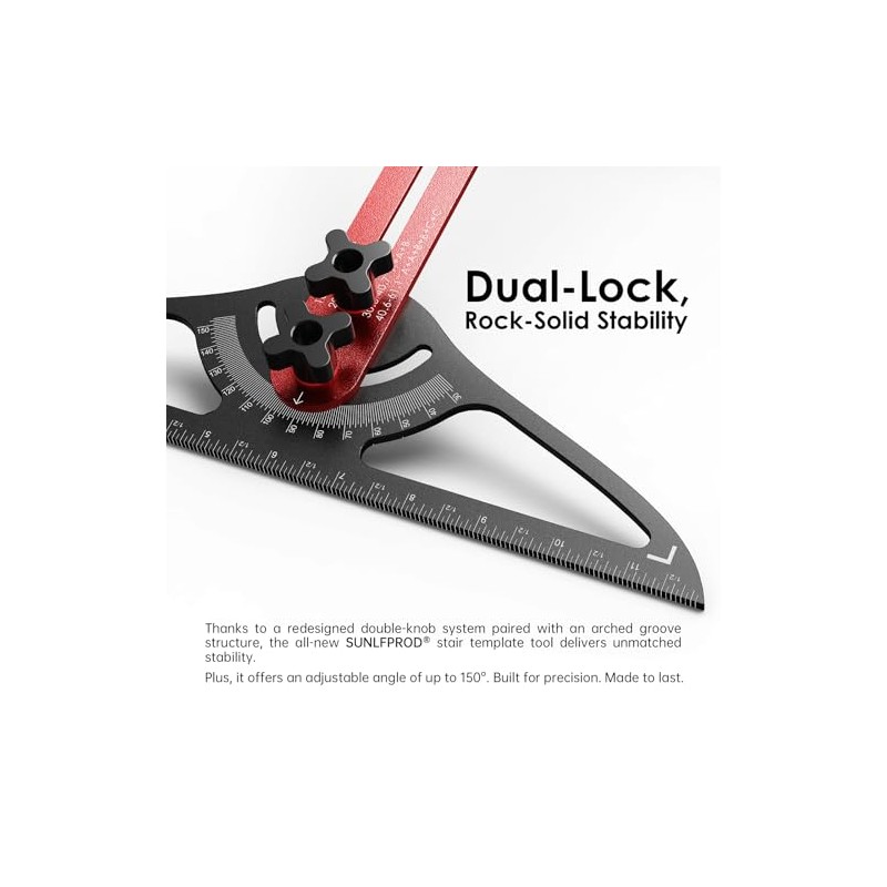Stair Tread Template Tool - Dual Solid Nut Locking Stair