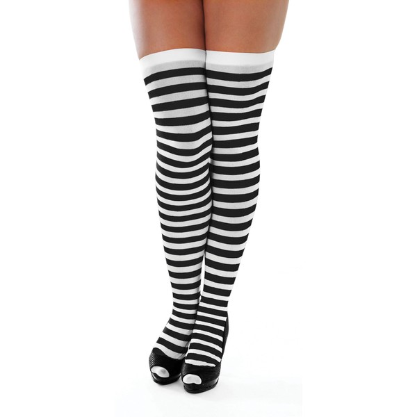 Bristol Novelty BA033 Striped Stockings, Black/White, One Size