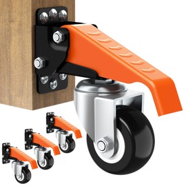 Ronlap Workbench Casters Wheels Kit 660 Lbs Capacity Retractable Casters Set of 4 Heavy Duty Side Mount 2.5" Lifting Caster Work Table Tool Bench Stepdown Castors Wheels 4 Pack