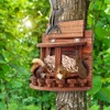 MIXUMON Crescent Squirrel Feeder Table, Wooden Squirrel Picnic Table Feeder,