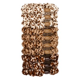 JessLab Scrunchy Hair Bobbles, Pack of 10 Silk Satin Hair Bobbles Ponytail Holder Soft Elastic No Damage Scrunchies Hair Bands Stretchy Hair Accessories for Girls Women Ladies Assorted Colours