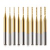 End Mill Sets,10Pcs Titanium Coat End Mill,1/8" Shank 0.6-1.5mm Micro