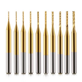 End Mill Sets,10Pcs Titanium Coat End Mill,1/8" Shank 0.6-1.5mm Micro End Mill Engraving Bits CNC Router Bits for Rotary Tools