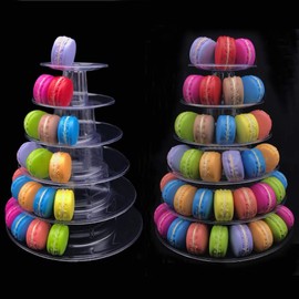Gawertoy 6-Tier Round Macaron Display Stand, 10 inch, Clear, Reusable, Food Grade PVC