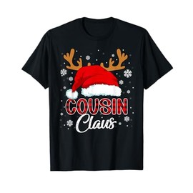 Cousin Claus Santa Hat Christmas Red Plaid Matching Family T-Shirt