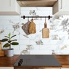 AULIGET 40-Piece Polished White Marble with Gold Peel and Stick