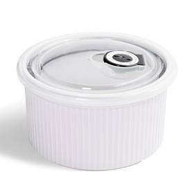 Ceramic Bowls with Lids:Microwave Safe Soup Containers for Meal Prep, Cereal,Soup,Salad,Leftovers, Picnic, Camping, Office Lunch-Set of 1,20 OZ,5 inch(White)