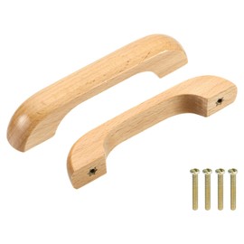 sourcing map 2Pcs Wood Drawer Pulls Handles, U Shaped 96mm/3.78" Hole Spacing Beech Wood Cabinets Drawer Knobs Pull Handles for Kitchen Cabinets Dresser Furniture