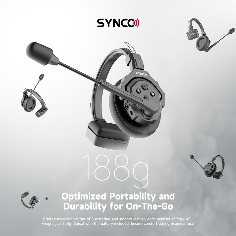 SYNCO XTalk X2 2.4GHz Wireless Headset with Microphone Intercom System