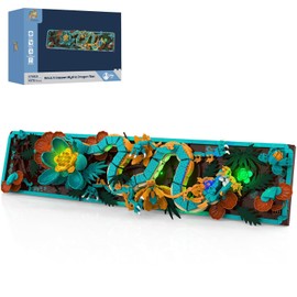 Mythic Dragon Tiles Building Blocks Set with LED Lights, Divine Loong 3D Wall Art Building Toys 170019 with Flowers, 1676 Pcs Dragon Relief DIY Model Kit for Adult, Creative Gifts & Decor