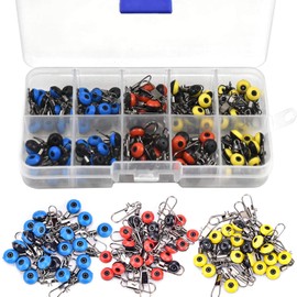 Dtoterul Fishing Barrel Swivels 120 Pieces Fishing Swivels with Carabiner Swivel Assortment Fishing Stainless Steel Fishing Swivel with Ball Bearing Swivel Fishing Accessories with Sorting Box (3