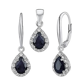 SILVEGO Verona Women's Jewellery Set 925 Sterling Silver with Genuine Sapphire, Sterling Silver, Sapphire