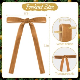 AYGXU 30pcs Velvet Bows for Christmas Tree Decorations,Twist tie Bows,Vintage Christmas Bow Decor,premade Bow for Gift Wrapping,Table,Garland,Fireplace Decor.Khaki(5/8" W,5.1 * 7in)