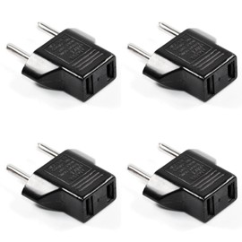 US to Europe Round Pin Travel AC Power Plug Adapter (4 Pack)