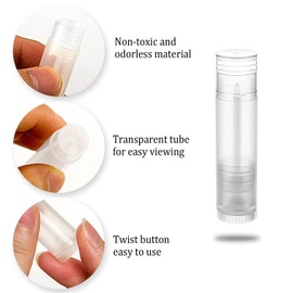 SevenFish 50pcs Empty Lip Balm Tubes, 5.5ml Transparent Lipstick Tubes Plastic Lip Balm Containers with Cap for DIY Lip Balm Lipstick