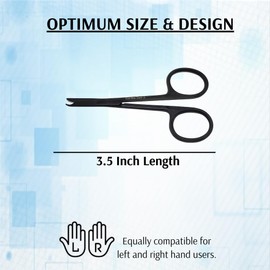 Spencer Stitch Scissors Stainless Steel With One Hook Blade Surgical Instruments For Sutures Cutting Student Training (Black 3.5")