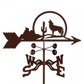 EZ Vane Coyote & Cactus Weathervane — Roof Mount, Wind Cups, Antique Copper Finish, Steel with Durable Triple Powder Coating, Handcrafted in USA