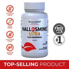 Hallosmine Ultra - Diosmin 500 mg - Hesperidin 150 mg - Dietary Supplement Diosmin Circulation 60 Cap - Healthcare  HALLUSA NATURAL Edible Fitness:_3 Bottles + 1 Free Cream