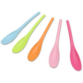 Endo Sansho Soft Tea Spoons For Your Mouth, Western Color, Set of 5, Rose/Orange/Pink/Blue/Green, Total Length: 6.5 inches (16.5 cm)